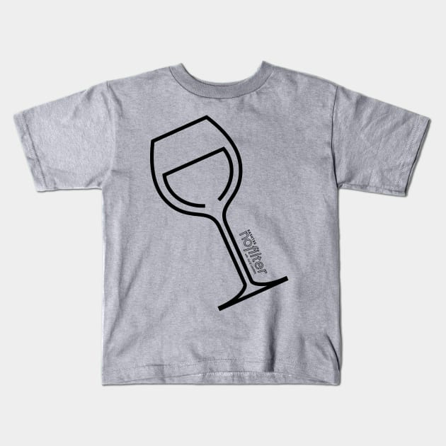 Hashtag No Filter Wine Glass and Logo - black Kids T-Shirt by Julie Lauren 